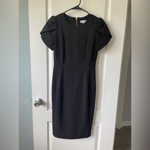 Black Calvin Klein tulip sleeve dress